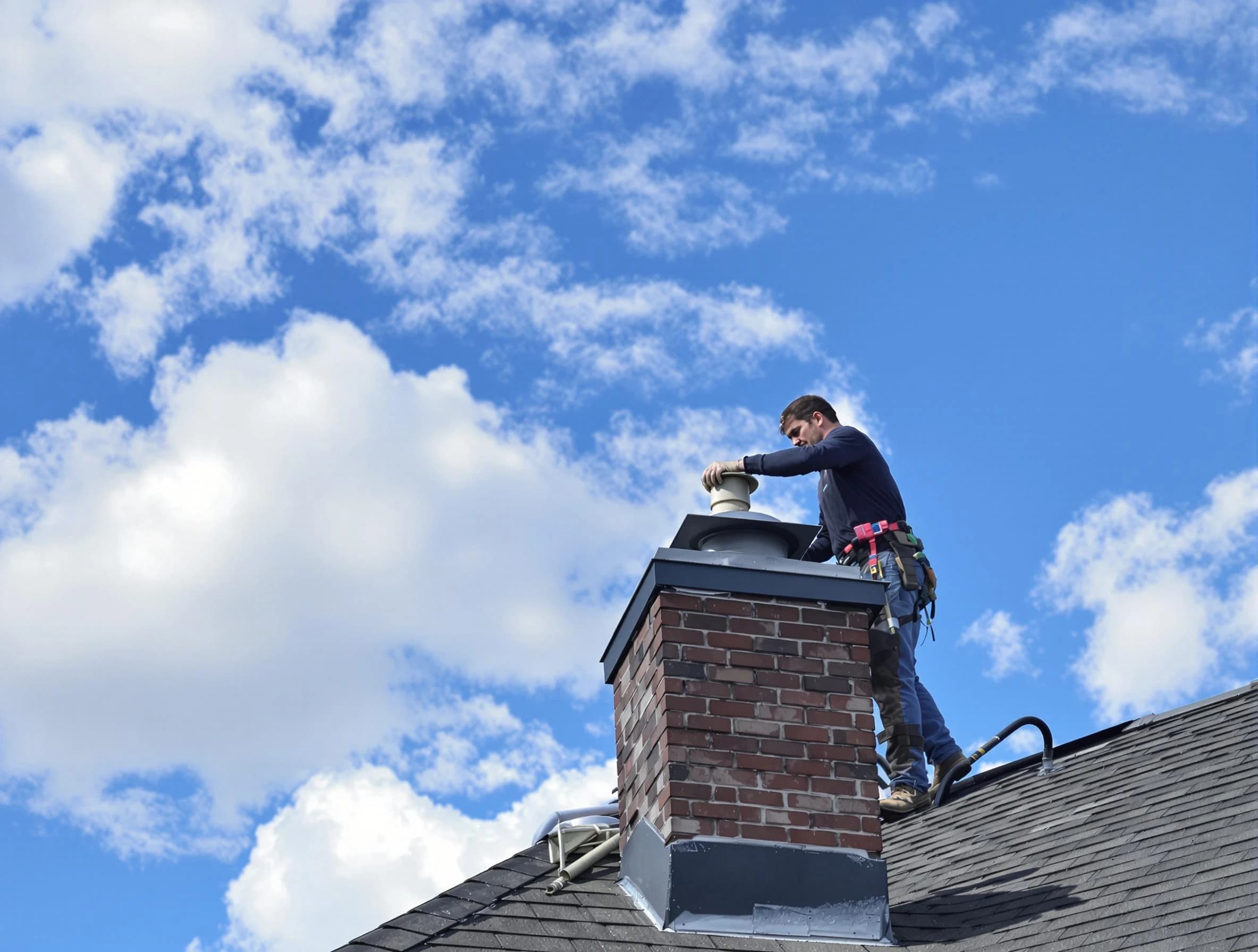 Randolph Chimney Sweep installing a sturdy chimney cap in Randolph, NJ