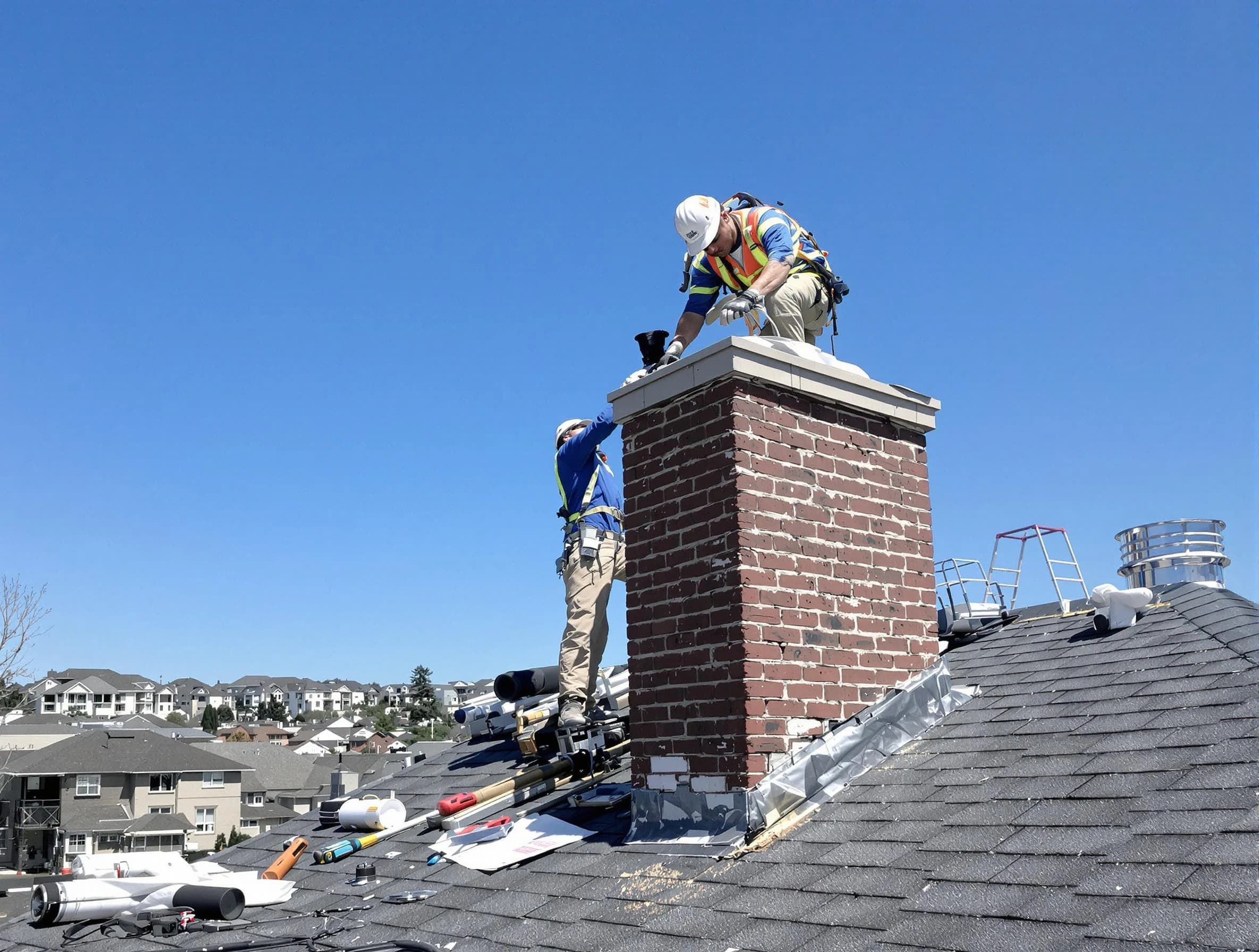 Randolph Chimney Sweep repairing a chimney crown in Randolph, NJ