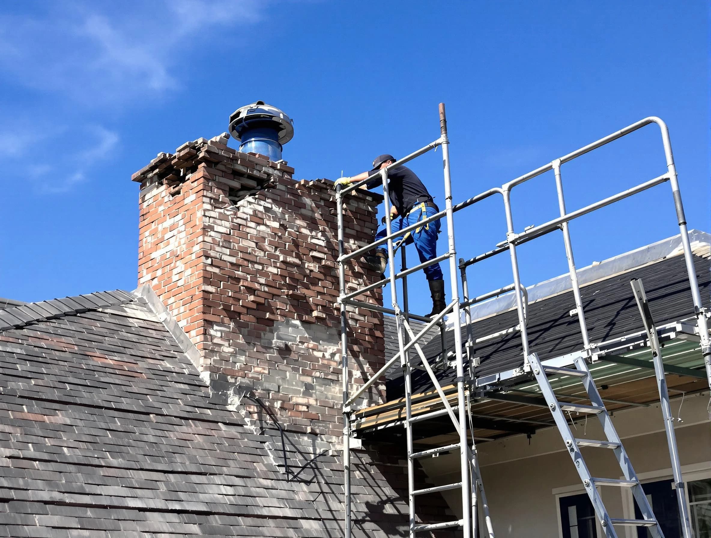Rebuilding a chimney structure by Randolph Chimney Sweep in Randolph, NJ