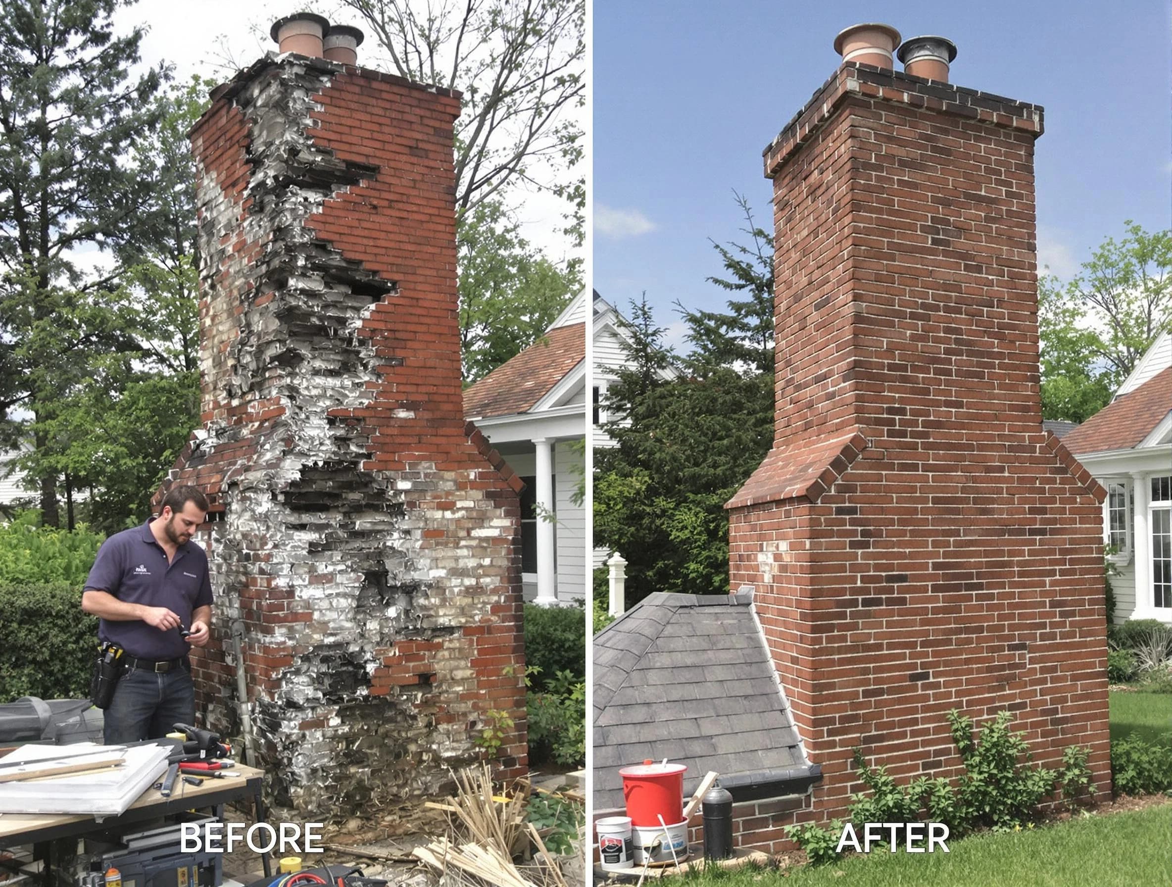 Randolph Chimney Sweep performing a full chimney restoration in Randolph, NJ