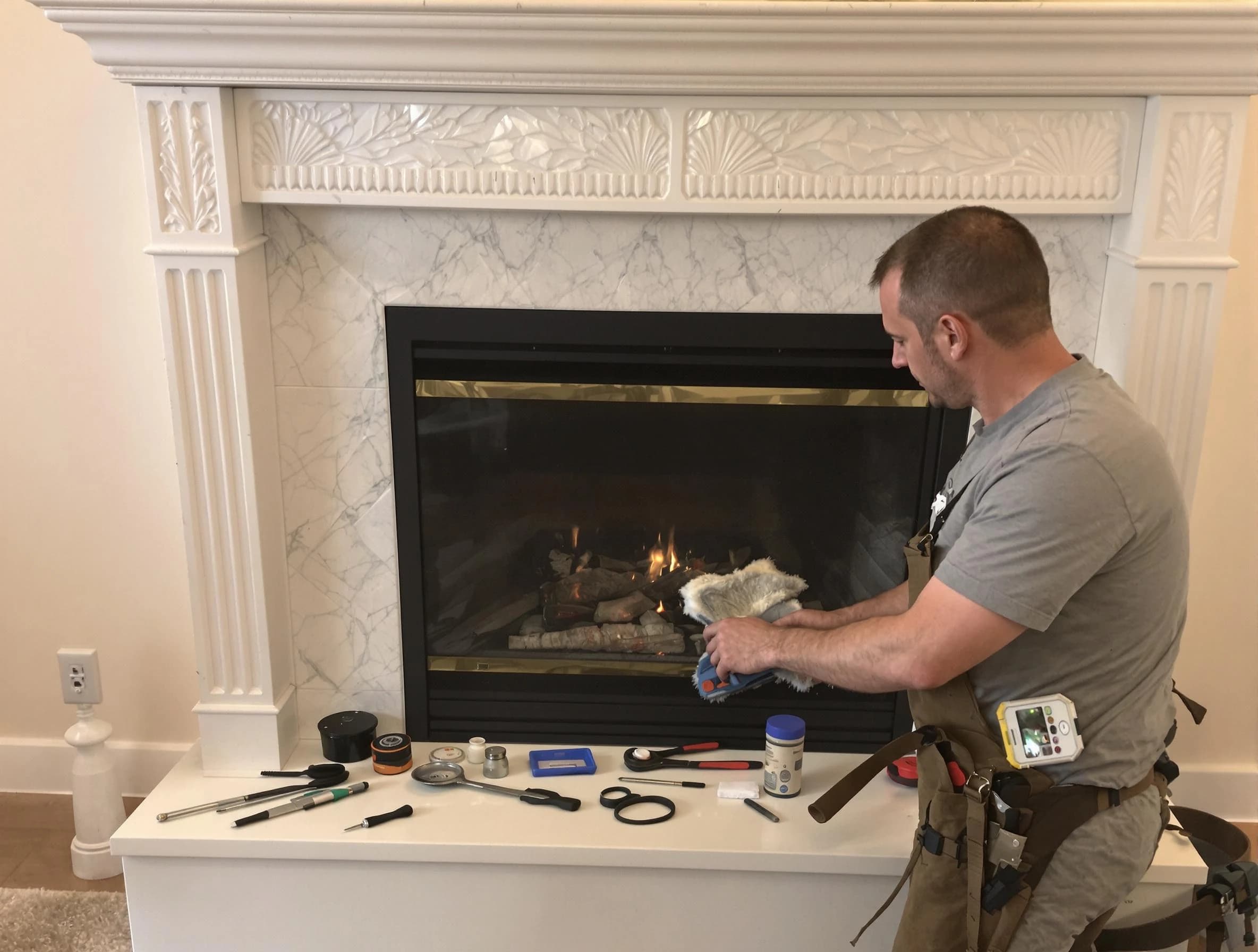 Randolph Chimney Sweep performing fireplace maintenance in Randolph, NJ
