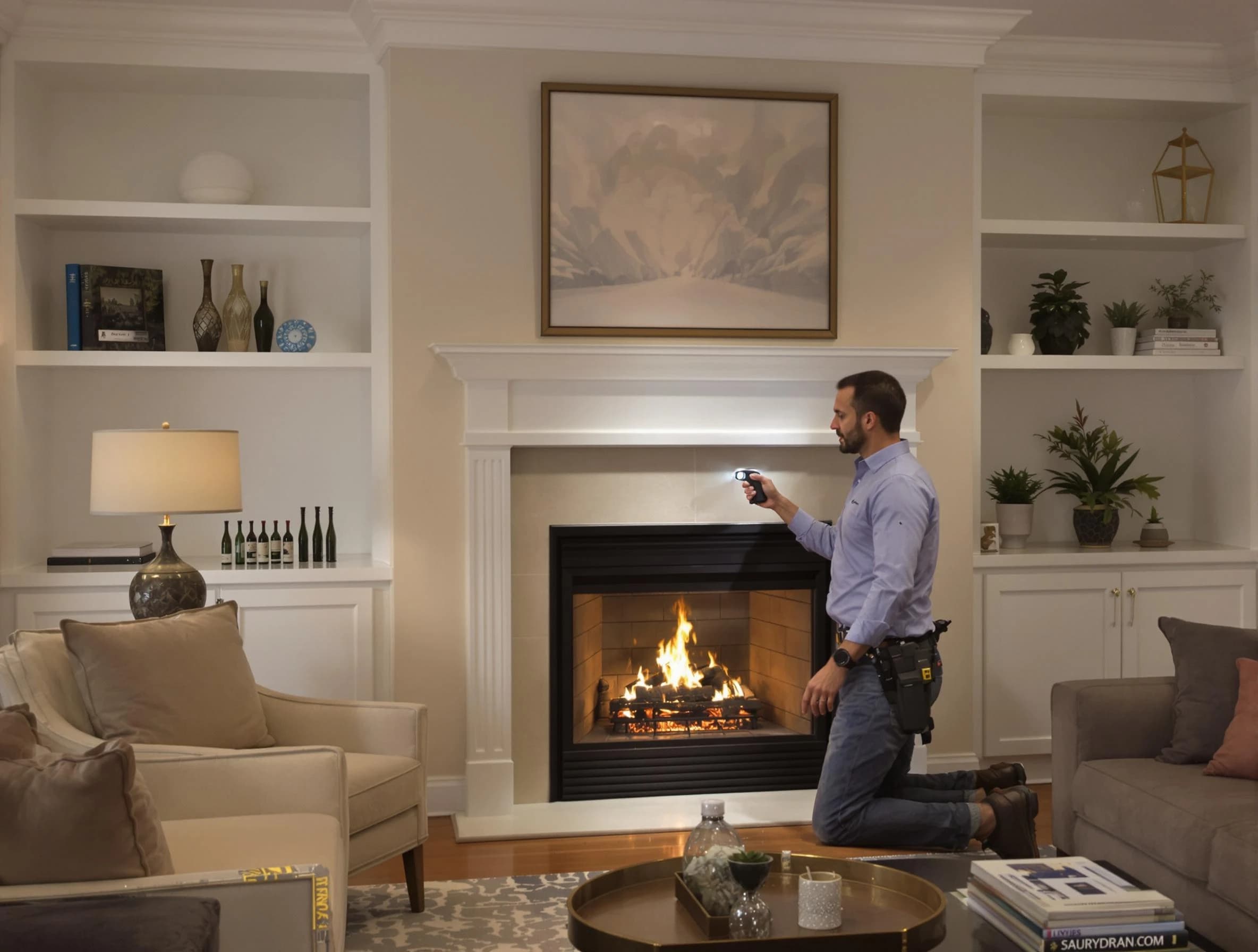 Randolph Chimney Sweep conducting a fireplace safety inspection in Randolph, NJ