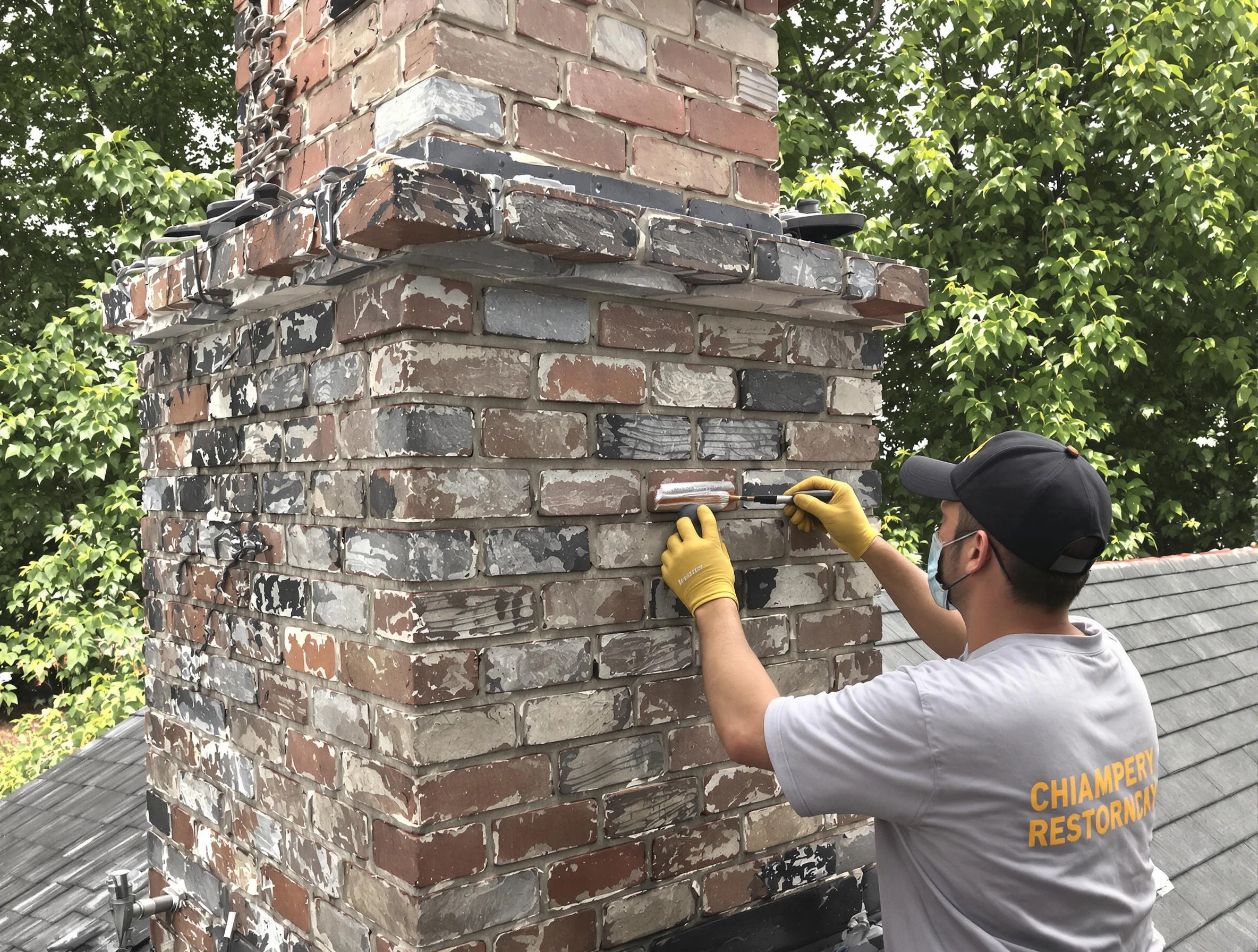 In-progress chimney restoration by Randolph Chimney Sweep in Randolph, NJ
